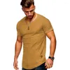 Men's T Shirts Round Neck Slim Solid Color Short-sleeved T-shirt Pleated Raglan Sleeve Bottoming Shirt Large Size