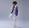 Abbigliamento da palcoscenico Ragazzi Ragazze Costumi hip-hop con paillettes Jazz Ballo da tip tap Top Pantaloni Ballo per bambini Abbigliamento da ballo per feste per bambini