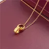 Girocollo a catena clavicolare con anelli ovali alla moda 2023, collana con pendente a doppio anello in oro 18 carati per regalo di nozze
