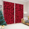 Curtain Custom Size3D Red Rose Windows Curtains Floral Wedding Backdrop Living Room Bedroom Thin Kitchen Drapes Dropship