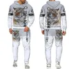 Män och kvinnor 3D -tryckt Tiger Casual Clothing Wolf Fashion Sweatshirt Hoodies and Trousers tränar 007