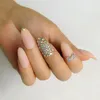 Valse nagels 24 pc's hemelsblauw nep nagescustom gemaakte strass zomerstijl Frosted Point Long Manicure Press Nail Art Decoration on Fingertip