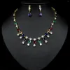 Висячие серьги из натуральных драгоценных камней, простой стиль, циркониевое ожерелье, комплект серег, геометрический цвет, женские ювелирные изделия, высокое качество