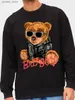 Felpe con cappuccio da uomo Felpe autunno e inverno maglione girocollo in velluto sottile versatile stampa oversize con stampa cartoon casual street bear felpa da uomo e da donna Q231110