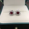 Studörhängen Pure White Gold 14k 0,5CT/Piece Ruby Diamond Engagement Women Beautiful 585 födelsedagspresent