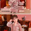 Pijamalar Sonbahar Kış Çocuk Varör Pijama Set Teen Sıcak Velvet Sweet Girls Loungewear Çocuklar Uzun Kollu Pijamalar Homewear Suit Re 231108