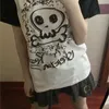 Damen TShirt Y2K Ästhetik Top Japanisches Vintage Harajuku T-Shirt Kawaii Skull Print Tops Egirl Fairycore Cute 2000S Goth Graphic Women Tee 230410