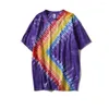 Magliette da uomo Camicia estiva fatta a mano Tie Dye Moda Spiral Star Ray Top colorati Hipster Skateboard Streetwear T-shirt in cotone maschile