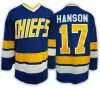 Мужские трикотажные изделия Slap Shot Charlestown CHIEFS 16 Jack HANSON 17 Steve HAN ICE Hockey Jersey ''nHl'' Embroidery Vintage 18 Jeff HANSON CCM Movie Jersey