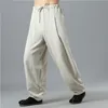 Mäns byxor Sommaren Män bomullslinne Wide Leg Pants Chinese Style Men's High Street Casual Pants Sport Pants Plus Size M-5XL 6XL 230410