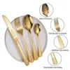 4st/set Luxury Gold Table Seary Set Rostfritt stål Cutlery Set Kniv Cutleries gafflar Kniv Kunnt middagsbröllop Favor Gift Q714