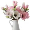 Fiori decorativi 37 cm Simulazione Fiore di magnolia Decorazione bianca Casa Soggiorno Tavolo da pranzo Matrimonio