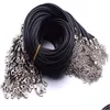 Strands Strings Czarna skórzana lina 1,5 mm Strands Drut do DIY Wisiant Naszyjnik z homarem Łańcuch linku Char dhgarden dho8d