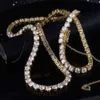 14K 18K Solid Gold Chain 5mm Moissanite Lab Natural Diamond Tennis Link Armband Halsband