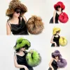 Wide Brim Hats Bucket Y2K Millennium Girl Autumn Winter Fur Handbag Sets for Women Men Thick Hip Pop Furry Fluffy Faux Bag Caps 231110