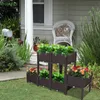 Creative DIY free splicing Planters nice raised beds 6Pcs modular Brown square plastic planting box for balcony vegetable flower