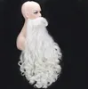 Parrucche Cosplay Morematch Regalo di Natale Parrucca e barba di Babbo Natale Capelli sintetici Parrucche cosplay corte per uomo Accessori per parrucchino bianco Cappello 231109