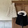 Jassen Kinderkleding Kinderjas 2023 Winter Meisjes Grote Bontkraag Fluwelen Sjaal Cape Modieuze Effen Kleur Warm