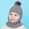 Kapaklar şapkalar erkek bebek şapkası kızlar için kış örgü çocuklar Beanie şapka atkı ile sağlam sıcak eşarp kadife astar bebek şapkası çocuk şapkaları 231108