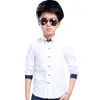 Enfants Chemises Adolescents Garçons Chemises À Manches Longues Solide Chemise Garçons Col Rabattu Chemise Pour Garçons Blanc Enfants Adolescent Vêtements 6 8 10 12 14 Année 230410