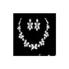 Bijoux strass fausses perles ensembles de bijoux de mariée boucles d'oreilles collier cristal bal fête concours filles accessoires de mariage en goutte Deli Dhy7B