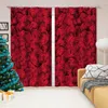 Curtain Custom Size3D Red Rose Windows Curtains Floral Wedding Backdrop Living Room Bedroom Thin Kitchen Drapes Dropship