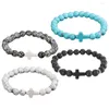Charm Bracelets 4 Pcs Wrist Band Decorative Stone Beads Natural Female Beaded Wristband Volcanic Rock Man