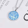 Pendant Necklaces My World For Women Men Couple Souvenir Enamel Stainless Steel Beads Chain Choker Jewelry Gift
