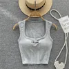 Camisoles Tanks Rin Confa Vintage Embroidery Crop Top Summer Casuary Sexy Sexy Slim Slim Sleeveless Cotton Tank Fashion Streetwear Y2K Tops 230410