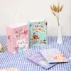 Jewelry Pouches Cartoon 12pcs Kraft Paper Packaging With Handles Cute Heart Wedding Favor Bag Clothing Shopping Gift