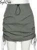 Kjolar Sylcue Army Green Retro veck allmatch sexig mogen självkultivering feminin gata utflykt kvinnors korta kjol 230410