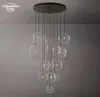 ガラスグローブモバイルクラスターシャンデリアモダンLEDレインドロップペンダント照明器具リビングルーム用ダイニングルーム階段吊りランプ