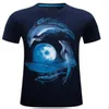 Herren T-Shirts 2023 3D Kurzarm-T-Shirt Explosion Dominante Persönlichkeit mit Stereo XL - Delfin