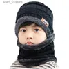 Scarves 2019 Child Winter Knitted Hat And Scarf Gs Set Boy Girls Warm Plush Hat 3 Piece Sets Kids New Outdoor Ski C Scarves SolidL231110