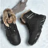 Designer en cuir véritable botte de neige noir marron plus velours chaussures chaudes mode hommes bottes hommes baskets bottes formateurs chaussures de marche antidérapantes en plein air