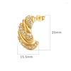 Hoop Earrings Stainless Steel Croissant Chunky Hook For Women 18K Gold Plated Twisted CZ Jewelry Gifts