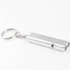 SQURE Form Aluminium Alloy Dual Tube Whistle Keychains Portable Outdoor Camping Survival Tool Car Key Holder Decoration