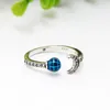 Bagues de cluster Fashion Original 925 Silver Blue Globe et Moon Ring pour les femmes de mariage Pan Dropship en gros