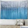 Tapices Snowy Woods Paisaje Impresión Tapiz Lago Bosque Arte de la pared Decoración R230705 Entrega de la gota Home Garden Dhv1J