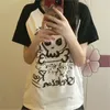 Tshirt femminile Y2K Aesthetics Top giapponese Vintage Harajuku Tshirt Kawaii cranio top egirl Fairycore Cute 2000S GOTH GRAFICA DONNE 230410