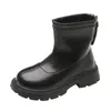 Осенне-зимние детские ботинки для девочек на толстой подошве, нескользящая молния сзади, теплые девчачьи ботинки для Shoeclub21