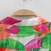 Kvinnors blusar Zatrhmbm Fashion Floral Print Lady Top Single-Breasted Lapel Elegant Woman Shirt Basic Long Sleeve Chic Ladies Blus