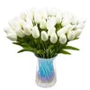 Dekorativa blommor 30st konstgjorda tulpaner verklig touch pu bukett latex blomma vit (vit)