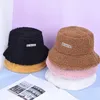 Caps Hats Children Winter Warm Bucket Hat Solid Letter Lamb Wool Baby Girl Boy Thicken Outdoor Kids Panama Flat Sun Cap 231109