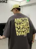 Herren T-Shirts HMZ Sommer Amerikanisches T-Shirt Oversize Graffiti Englisch Alphabet Gedruckt Lose Top Ins Kleidung Hip Hop Fashion Brand Tees 230410