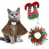 Dog Apparel Cat Christmas Costume 3 PCS Cat Costume Pet Clothing Dog Outfits Adjustable Clown Hat Cloak And Collar Comfortable Dog Outfits 231110