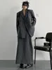 Zweiteiliger Kleid Eam Halbbody Rock grau gestreift große Größe Stücke Anzug Anzug Anzug Langarm Frauen Fashion Spring Herbst 2023 1D802 230410