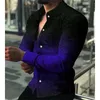 Camisas casuais masculinas elegante padrão gradiente impresso camisa de mangas compridas 2023 impressão digital 3d estilo solto.