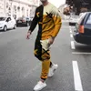 Tracksuits masculinos 2023 Tracksuit Set Manga Longa T-shirt 2 Peça 3D Impresso Sorriso Oversized Streetwear Designer Moda Casual Homem Roupas