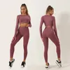 Pantalon de deux pièces pour femmes 2 pièces sans couture Dot Sport Costume pour femmes Coupe amovible Soutien-gorge Yoga Crop Top Taille haute Leggings Gym Vêtements Fitness